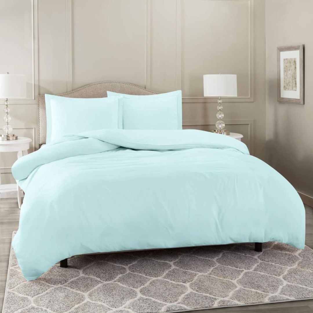 Aqua Solid Polyester Bedsheet