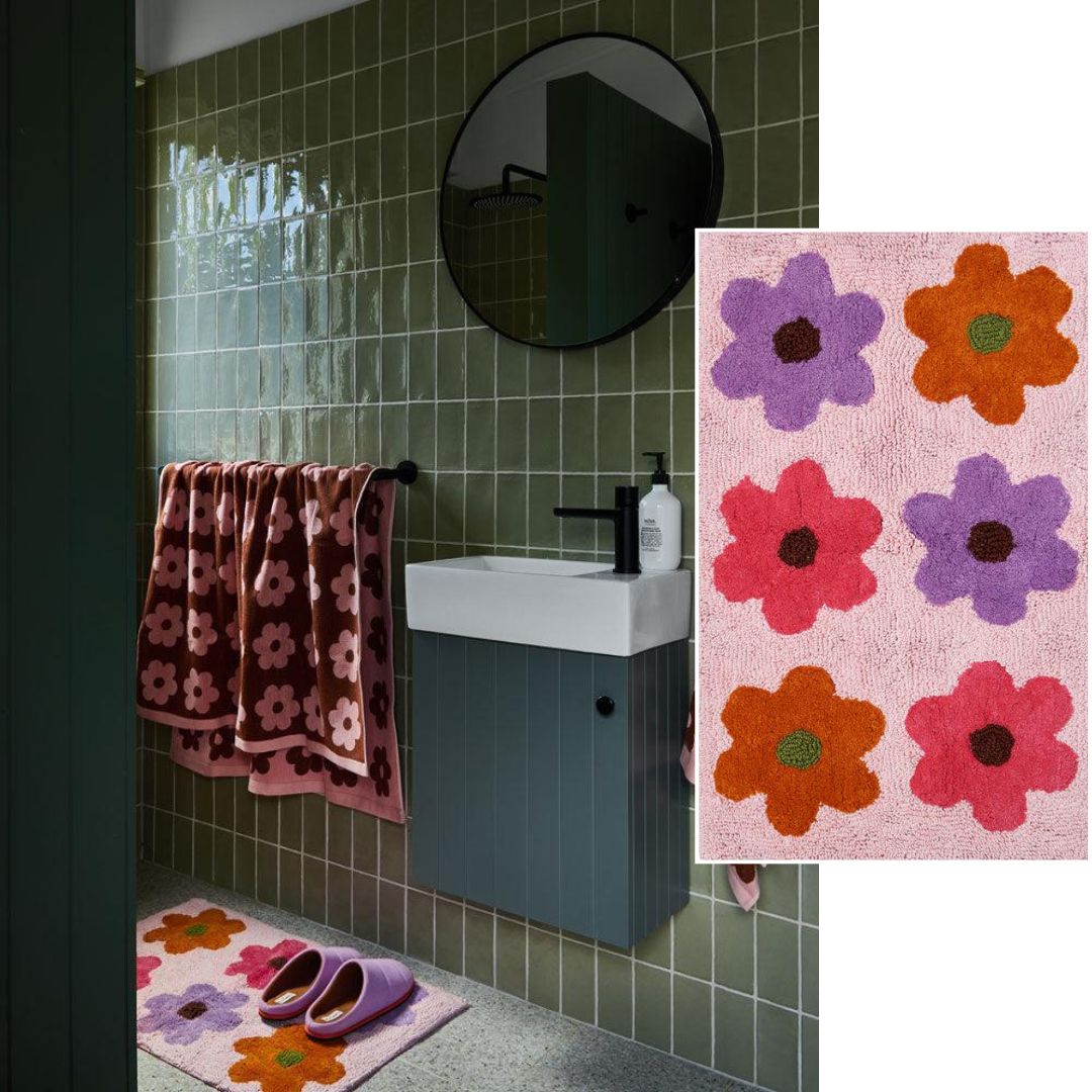 Flowered Bath Mat
