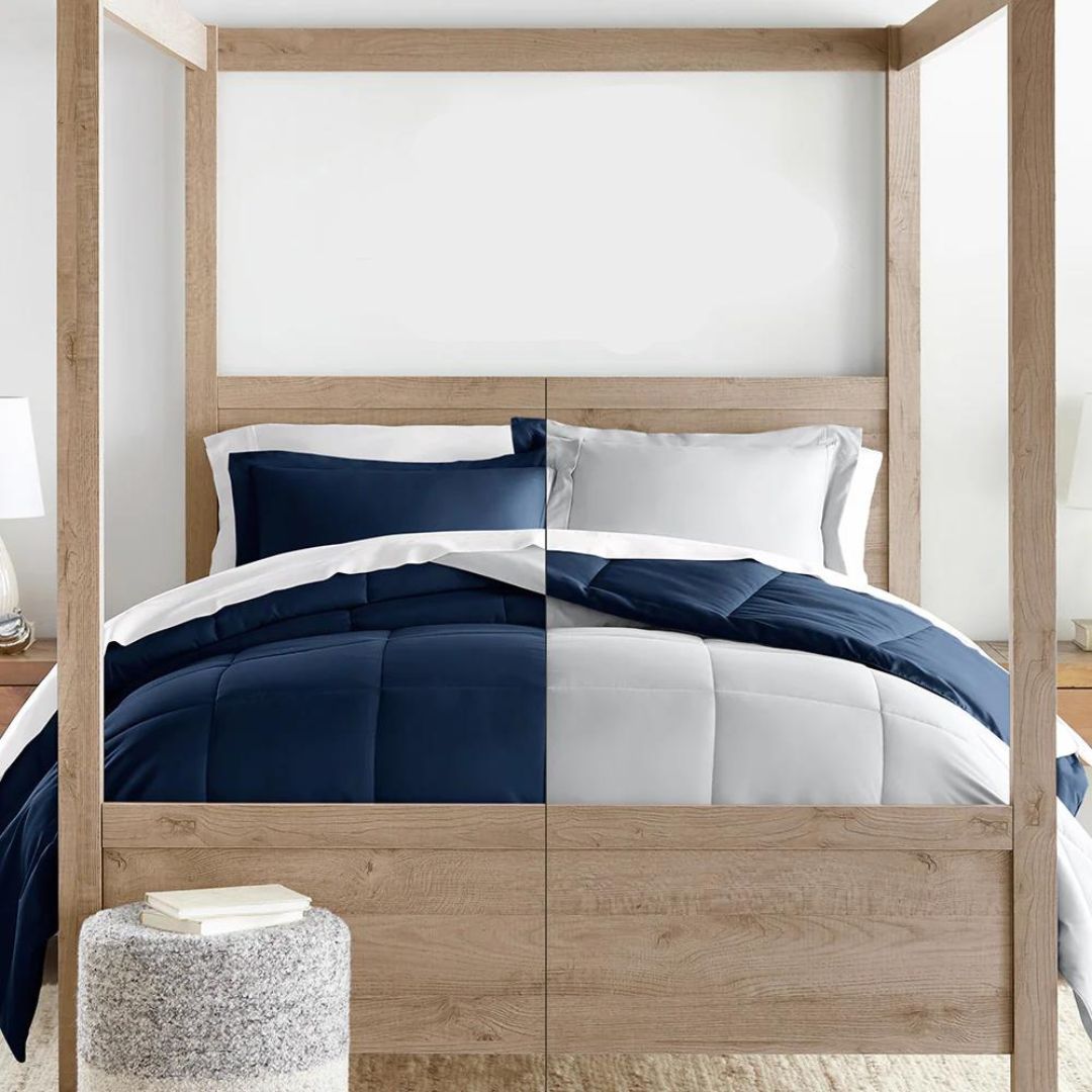 Reversible Navy/Grey Comforter Set