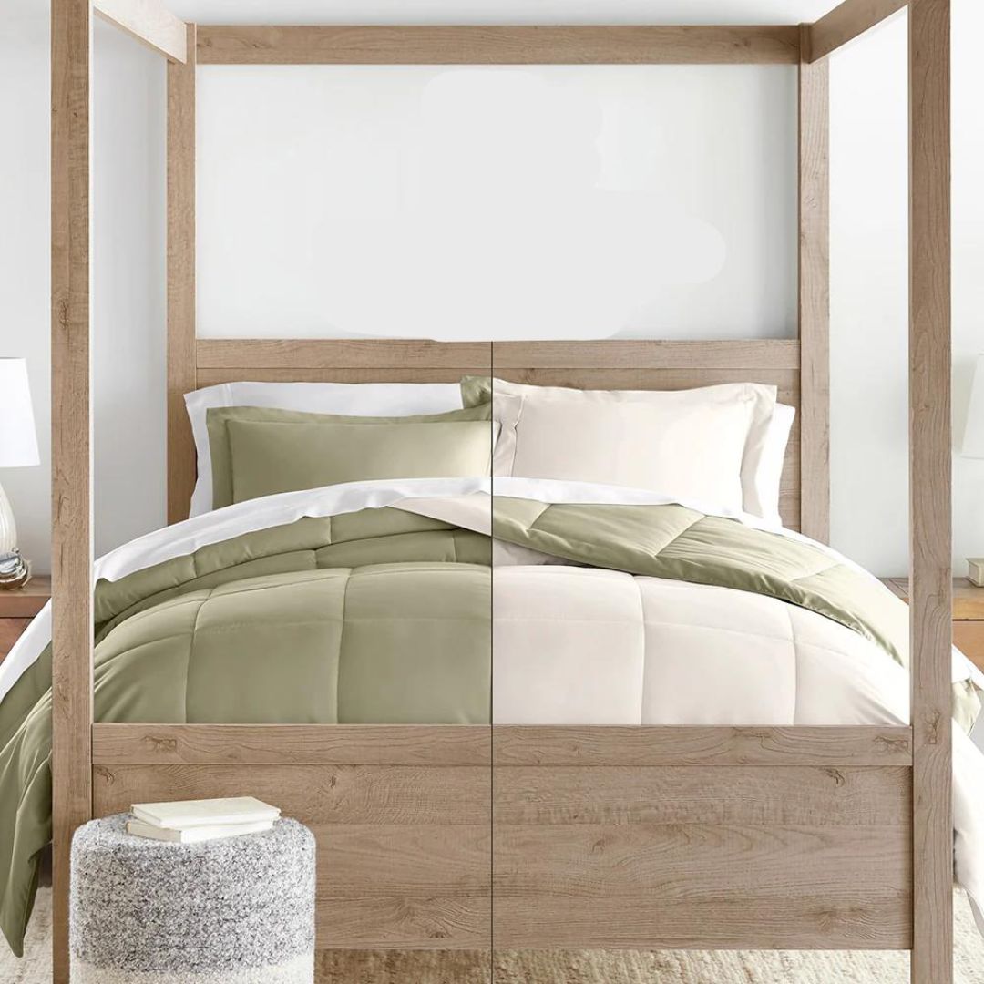Reversible Sage/Ivory Comforter Set