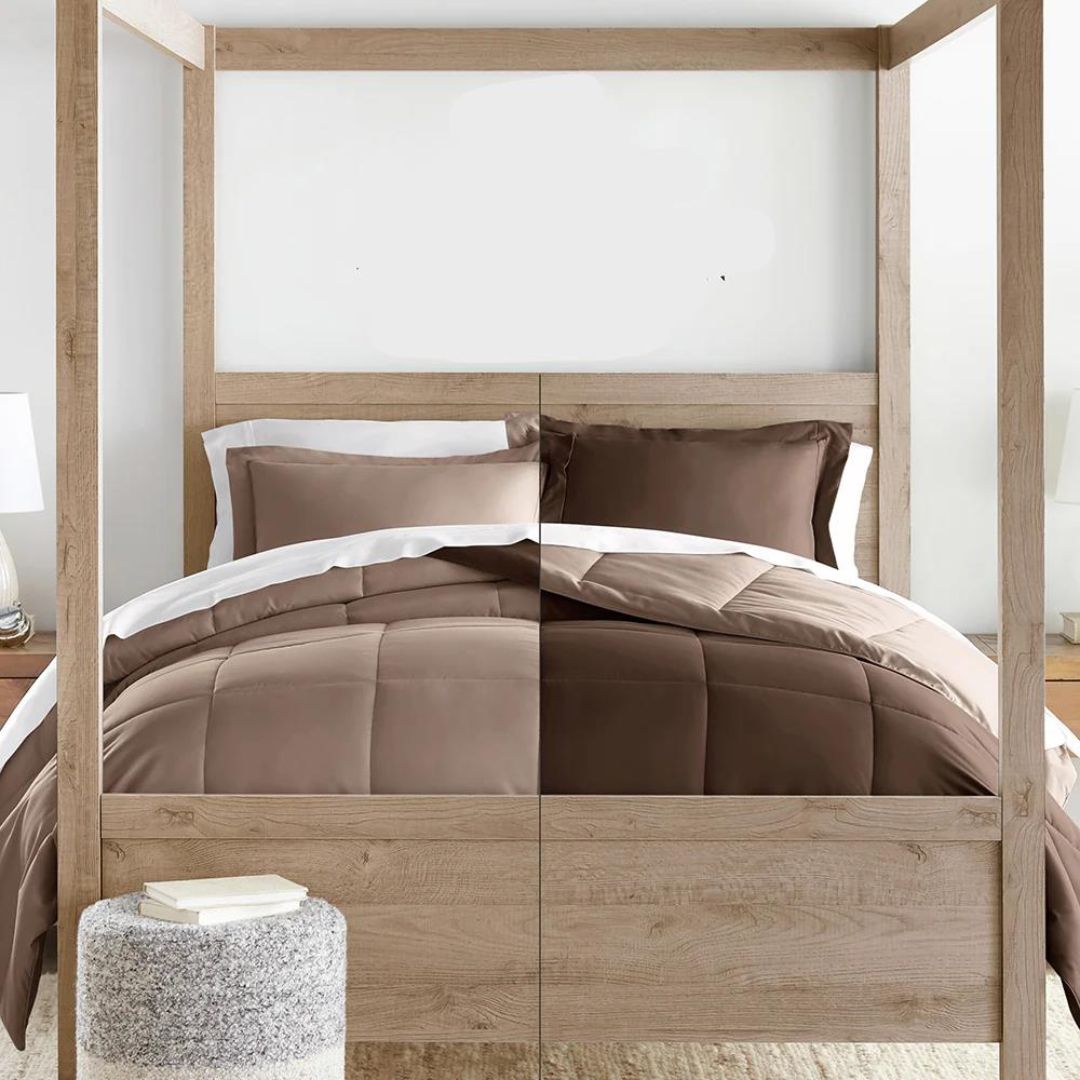 Reversible Taupe/Chocolate Comforter Set