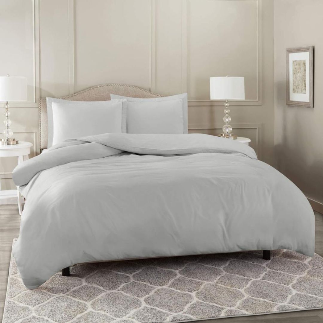 Silver Solid Polyester Bedsheet